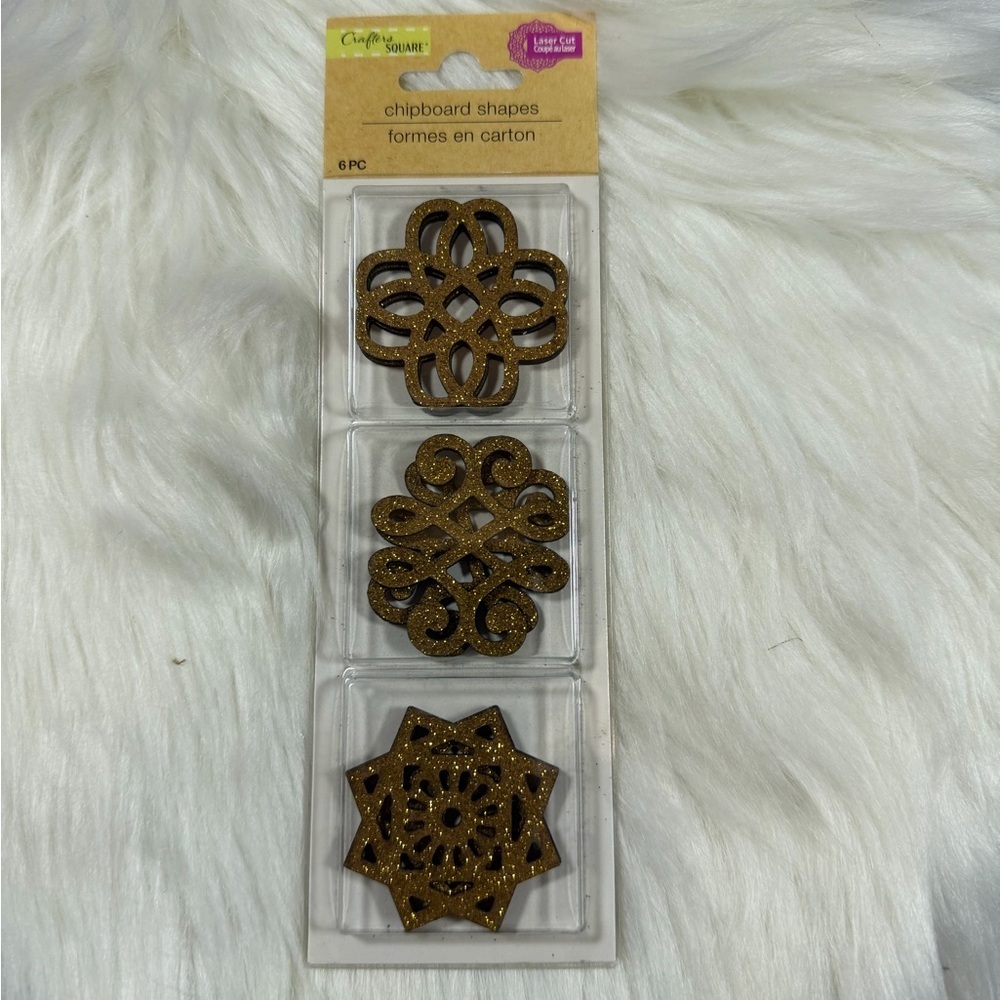 🩵5/$8 Gold Glitter Chipboard Shapes